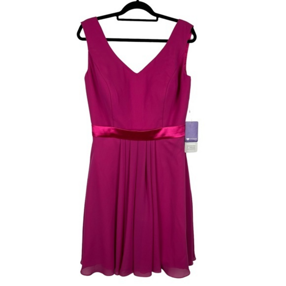 JJ'S House NWT‎ Women's Size 14 Chiffon A-Line Waistband Dress Pink